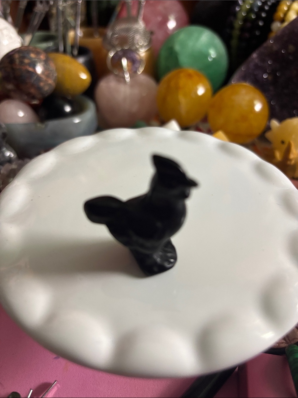 Black Obsidian Rooster Carving